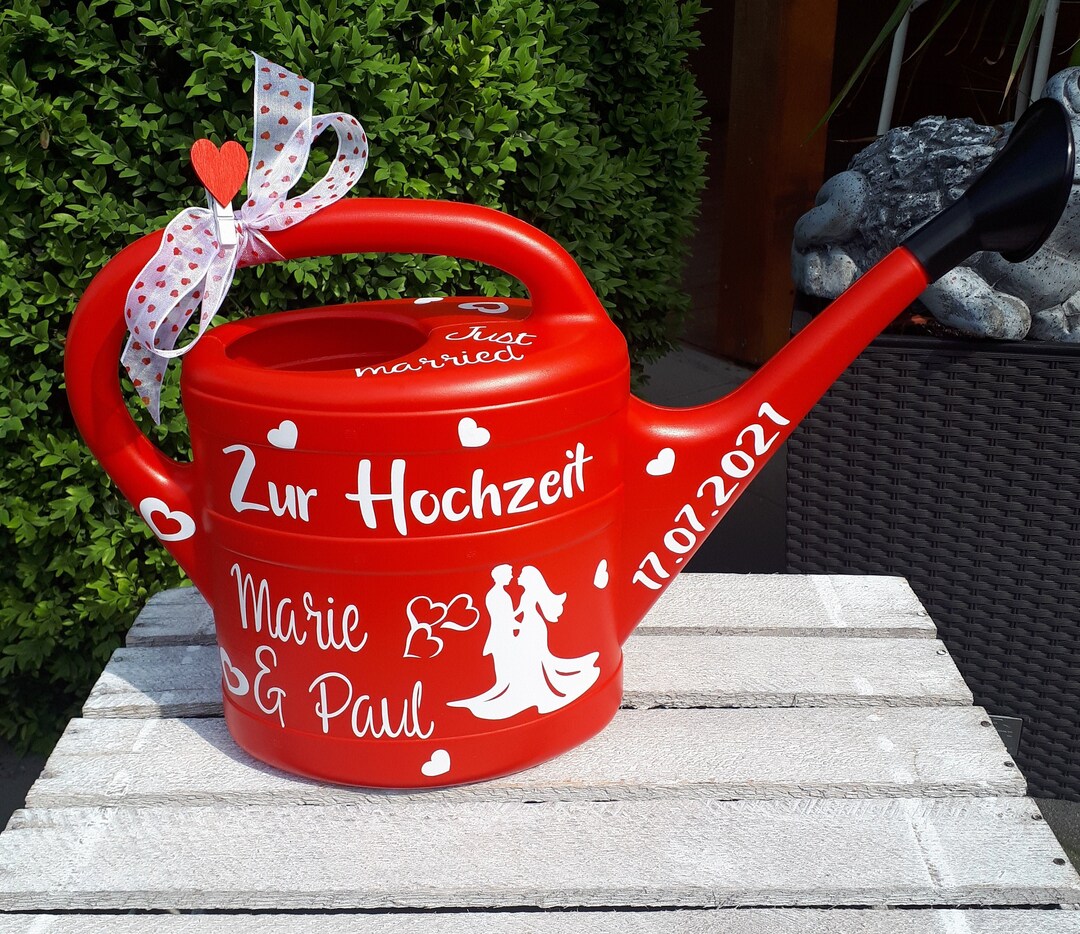 Geldgeschenk Gießkanne ROT mit Spruch Etsy.de