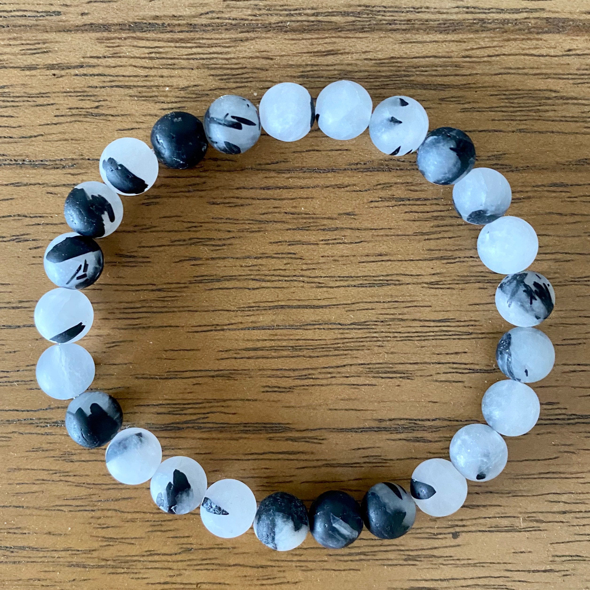 8mm Black Tourmalinated Quartz Bracelet Etsy