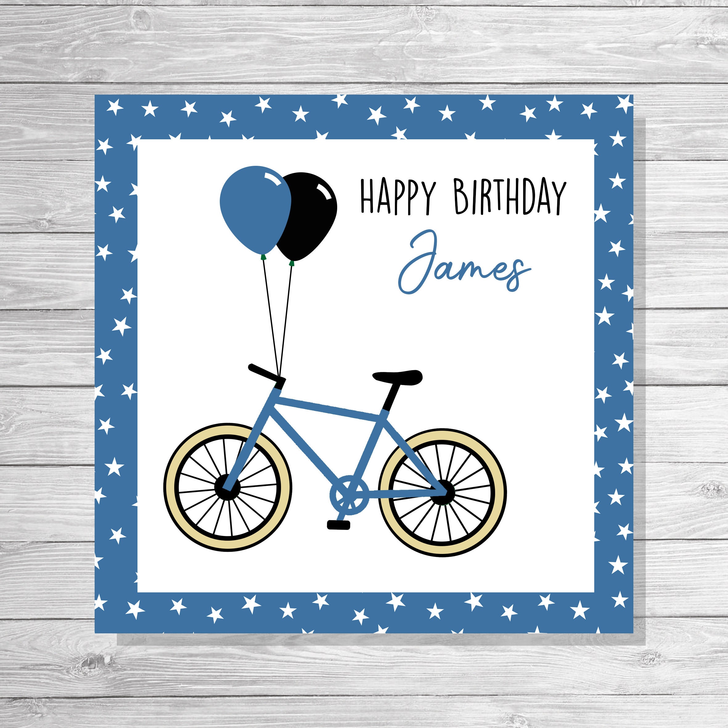 Personalised bike birthday card Etsy