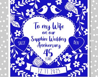 Wife Sapphire Anniversary Card, Personalised Sapphire Wedding ...