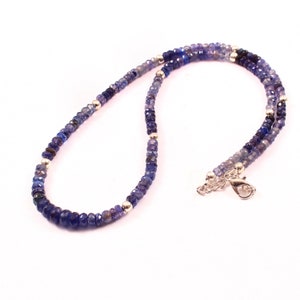 AAA Beautiful Blue Sapphire Gemstone rondelle Beads Necklace, Handmade Gemstone necklace jewelry Gift