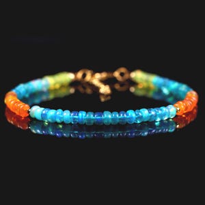 Multi Opal Beads Bracelet – Dainty October Birthstone Jewelry, Sterling Silver/Gold Chain, Women Bracelet , Genuine Fire Opal , Gift For Her