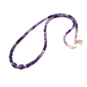 AAA Beautiful Blue Sapphire Gemstone rondelle Beads Necklace, Handmade Gemstone necklace jewelry Gift