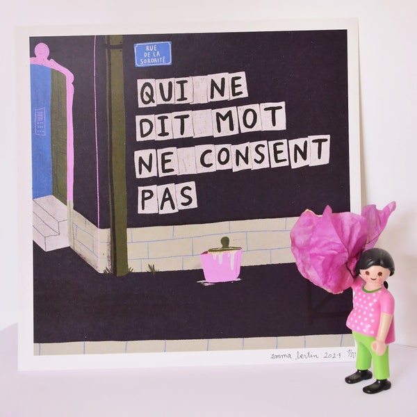 Dessin imprimé Collages, illustration artistique sur papier recyclé pour décoration murale