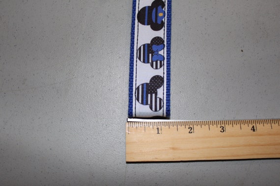 Mickey Police Thin Blue Line Key Fob Blue cotton webbing, silver hardware  Police Officer icons with Mickey and Minnie ears
