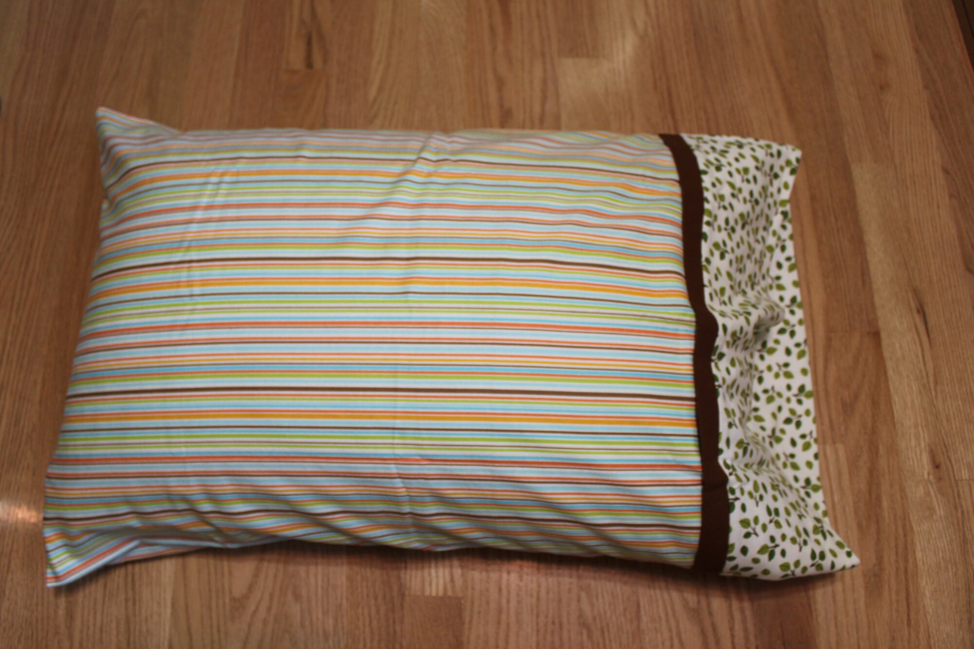 Pillowcase Flannel Striped with Leaf accents Pillowcase Set Etsy