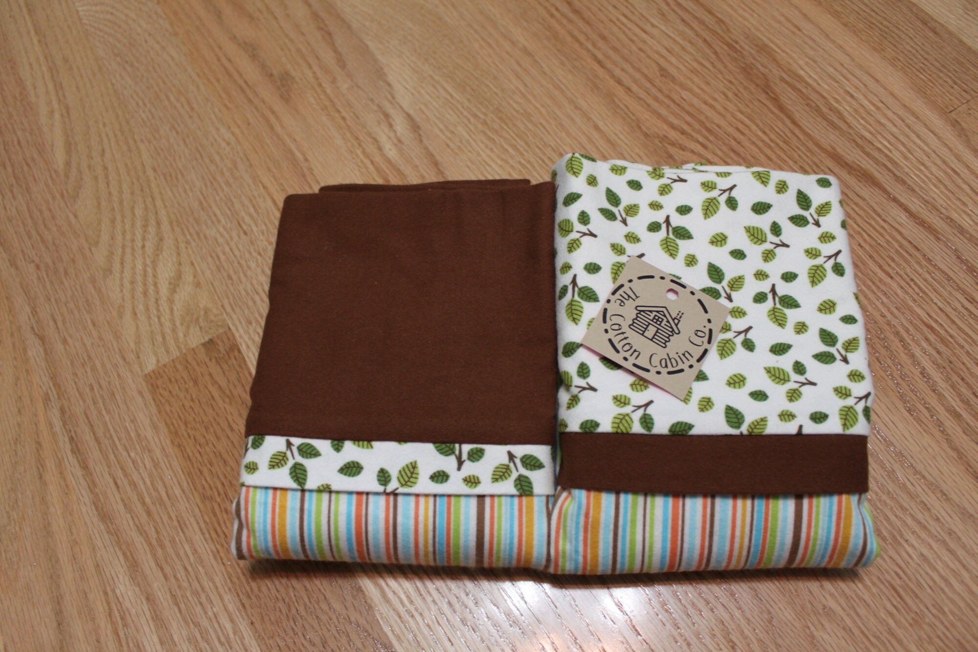 Pillowcase Flannel Striped with Leaf accents Pillowcase Set Etsy