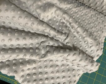 Lunar Rock Soft and Minky Dot by the yard - Short pile fur - 57" wide - super soft minky dot dimple fabric - Light Gray