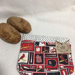 St. Louis Cardinals fabric - Potato/Corn/Bread  Box-Pleated Microwave Bag - 100% Cotton - Perfect for quick cooking