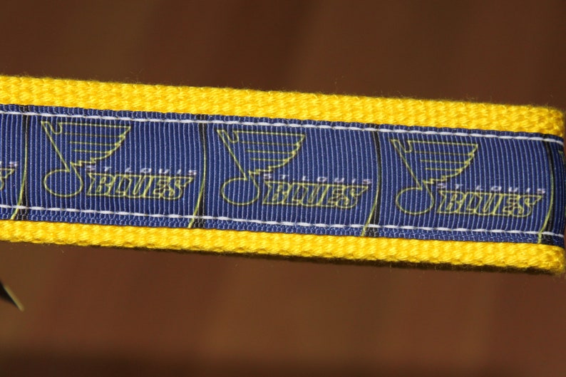 Blue Note Grosgrain Ribbon Yellow Cotton Webbing with Silver Hardware St Key Wristlet Louis Blues SHORTIE Key Fob