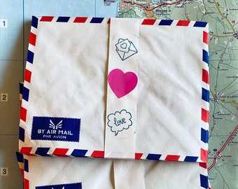 50 Airmail Envelopes, Travel Gifts, Wedding, Craft Parties, Airmail Envelope artwork planners, C6, snailmail
