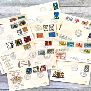 Buste FDC vintage usate, buste per posta ordinaria olandese degli anni '60, buste per busta primo giorno