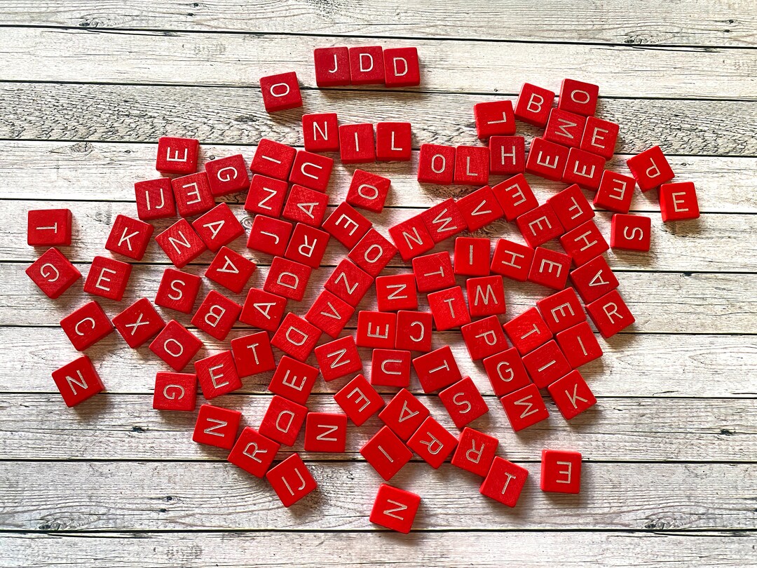 Set of 95 or 99 Re, Scrabble Letters, Game Tiles, Silver Letters, Unique, Colourful, Tiles