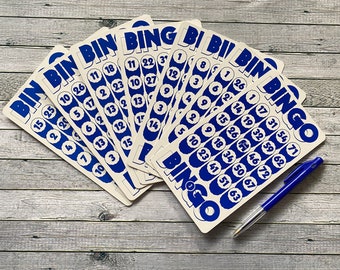 Cartes de jeu de bingo vintage. Cartes de bingo rétro, lot de 8 cartes de bingo vintage. produit réel, même type, bleu