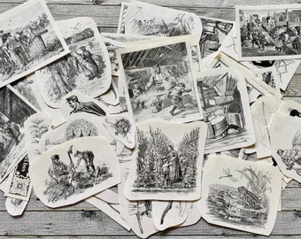 50, black and white, ephemera pack, lucky dip of clippings, cuttings, scrap booking, Junk journal, jetses, Dutch, victorian, edwardian