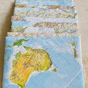 Handmade Envelopes, created from old, vintage world maps, great Stationary, for snailmail, Cute Stationary, medium format, maps, crossing