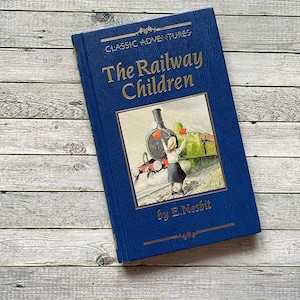 The Railway children, Classic adventures, E. Nesbit, hardback, English, book, junkjournal, good quality, blue cover