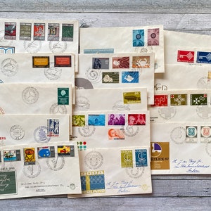 Buste usate vintage anni '60, fdc olandesi. Buste primo giorno, ottime per collage di diari e diari di scarto