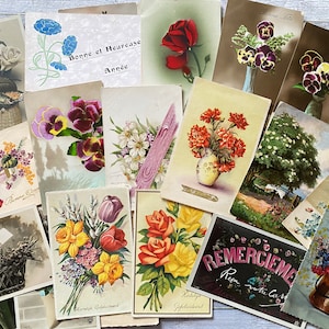 14 Vintage, Postales. todas las flores, ideales para junkjournaling, lucky dip, holandés, francés, mundial, postales, rosas, tarjetas postales, violetas,