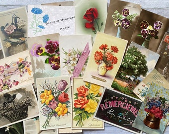 8 vintage, ansichtkaarten. alle bloemen, geweldig voor junkjournaling, lucky dip, Nederlands, Frans, wereldwijd, ansichtkaart, rozen, ansichtkaart, viooltjes,