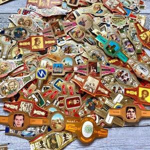 100 anillas de puros, sorteo de la suerte, efímeras, holandesas, gran calidad, efímeras de revistas basura, efímeras, paquetes, collages, vintage, antiguas, anillas