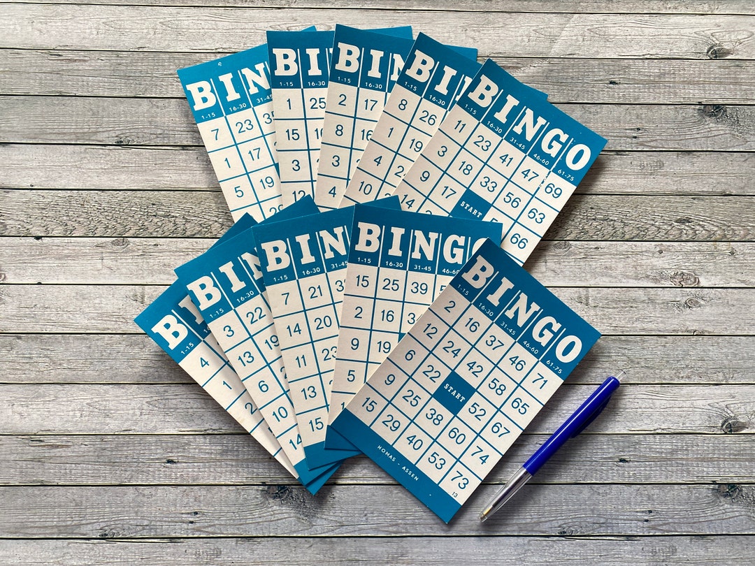 Bingo Game Cards Vintage. Retro Bingo Cards, Vintage Set of 10 Bingo