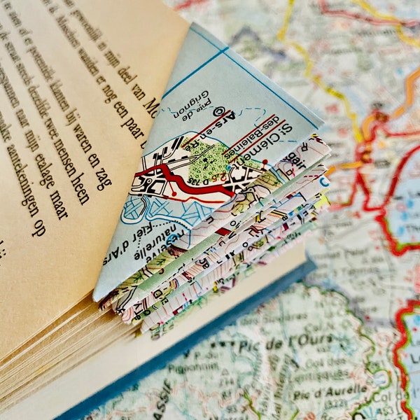 Corner bookmark from old, vintage, map. Great for a gift for someone who loves to travel, read on a holiday. Belgium, France, england
