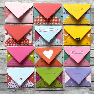 Handmade Envelopes, created own printed paper, great Stationary, for snailmail, Cute Stationary, medium format, maps, crossing, colourful