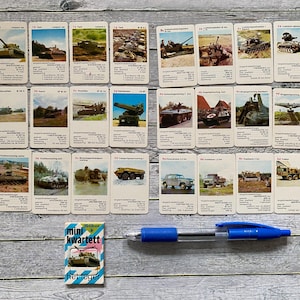 Mini jeu de cartes mini quatuor de chars de l'armée. Mini jeu de cartes Pelikan