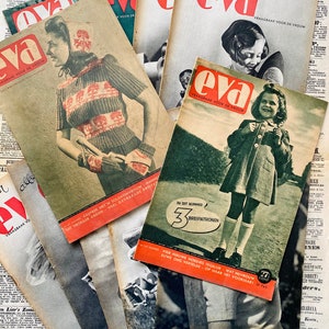 Rivista olandese anni '40, moda, donna, rivista vintage, pacco di carta con tecniche miste, effimeri di carta, collage, opera d'arte