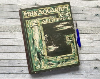 Mon aquarium, néerlandais, Verkade, album, livre d'images, Illustrations, livre vintage, avec photos, livre de 1930, vintage, poisson