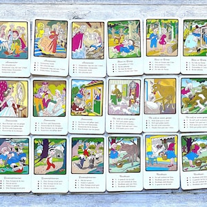 24 vintage vintage kaartspel met sprookjesthema. Complete set speelkaarten. Nederlands. Roodkapje, Assepoester,
