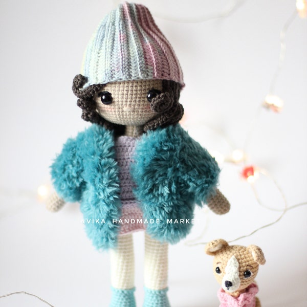 Puppe Häkelpuppe Handmade Puppe Crochet doll Winter häkelmantel handgemachte Puppen Amigirumi Chihuahua Dog Welpe crochet toys Geschenk