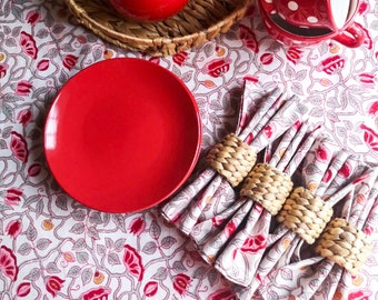 Cotton Tablecloth | Block Print Tablecloth | Indian Print Tablecloth | New Home Gift | Gift For Home | Cotton Napkins | Matching Napkins |