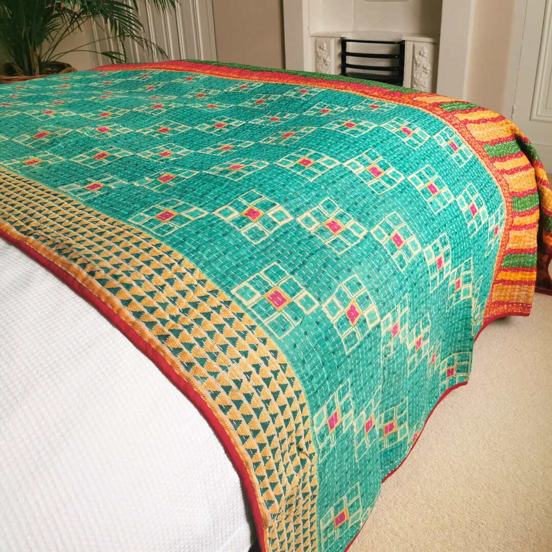 Vintage Kantha Quilt Sofa Throws Throws for Sofas Bed Etsy