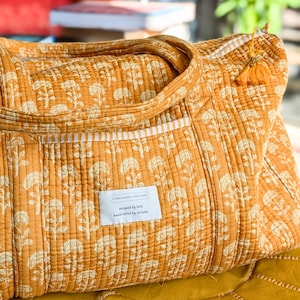 Sac de sport en coton | Sac week-end | Sac en coton matelassé | Cadeau idéal | Sac de yoga | Sac de voyage | Bloc imprimé | Bagages à main | Sac à langer