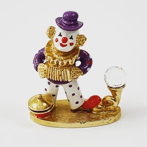 Spoontiques KM433 Miniature Gold Plated Pewter Clown Figurine with Swarovski Crystal, Playing Accordion
