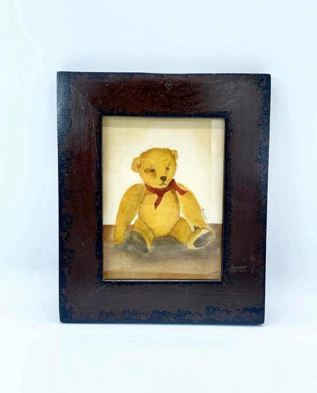 Signed Teddy Bear Theorem Painting on Velvet, Wood Framed, Wall Hanging ...