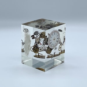 Vintage Lucite Exploded Watch Paperweight: Swiss Sindaco Parts, Made in England