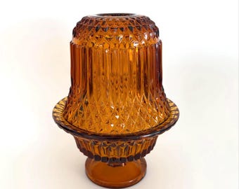 Lampe féérique Indiana, pointe de diamant, ambre, 2 bougeoirs votifs