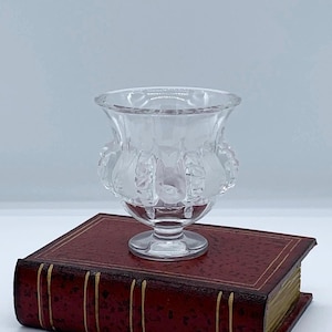 Lalique Dampierre Crystal Vase: Frosted Sparrows & Vines, France