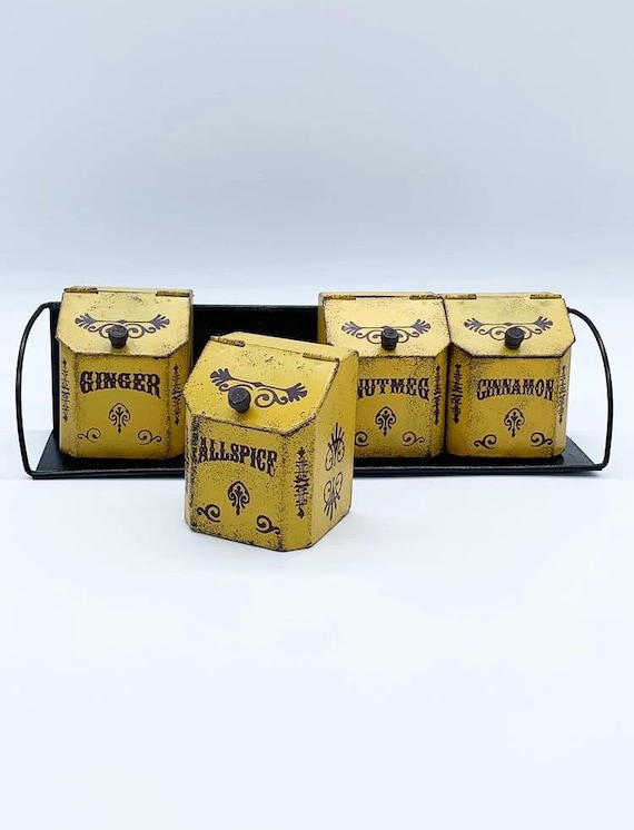 Ohio Wholesale Inc. Toleware Spice Boxes With Wall Mountable Metal
