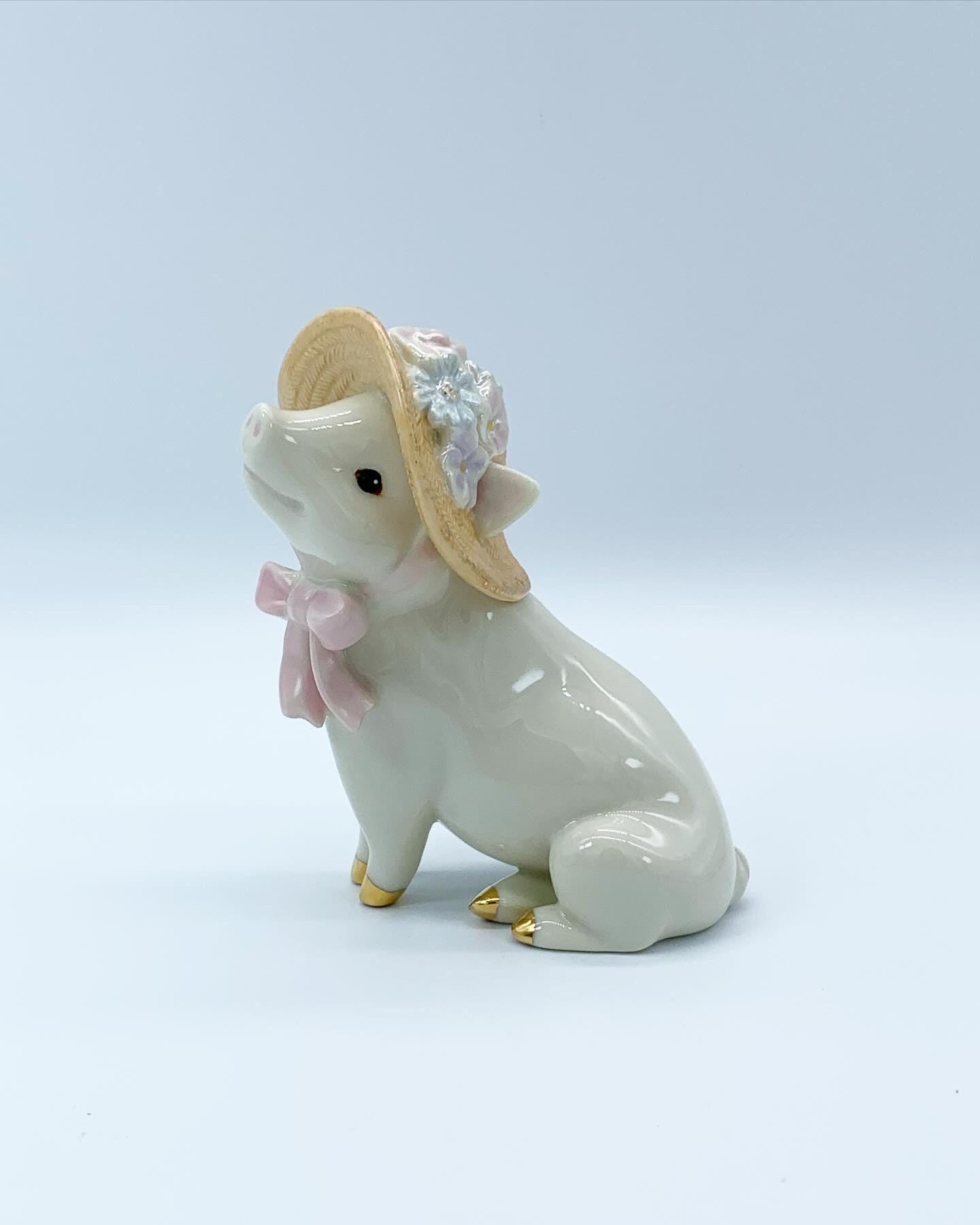 値下げ　希少　美品　LENOX PIGLET 置物　ハート Vintage 1992 Lenox China Jewels Piglet Porcelain Figurine