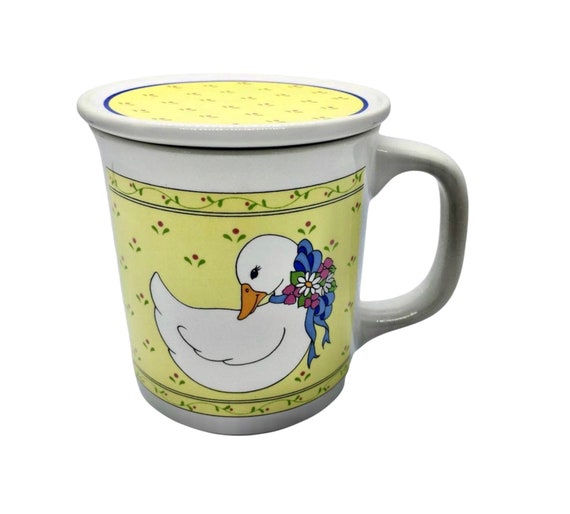 Duck Duck Goose Glass Clear Mug Cup With Lid Coffee
