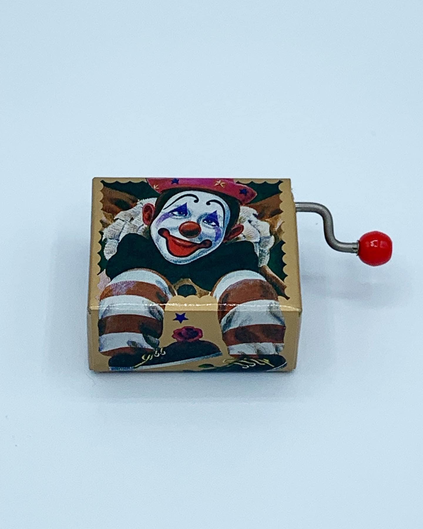 Vintage Hand Crank Mini Music Box, Musical Toy, Circus Clown