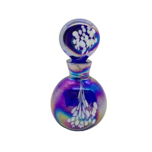 Vintage I.W. Rice Cobalt Blue Carnival Glass Perfume Bottle