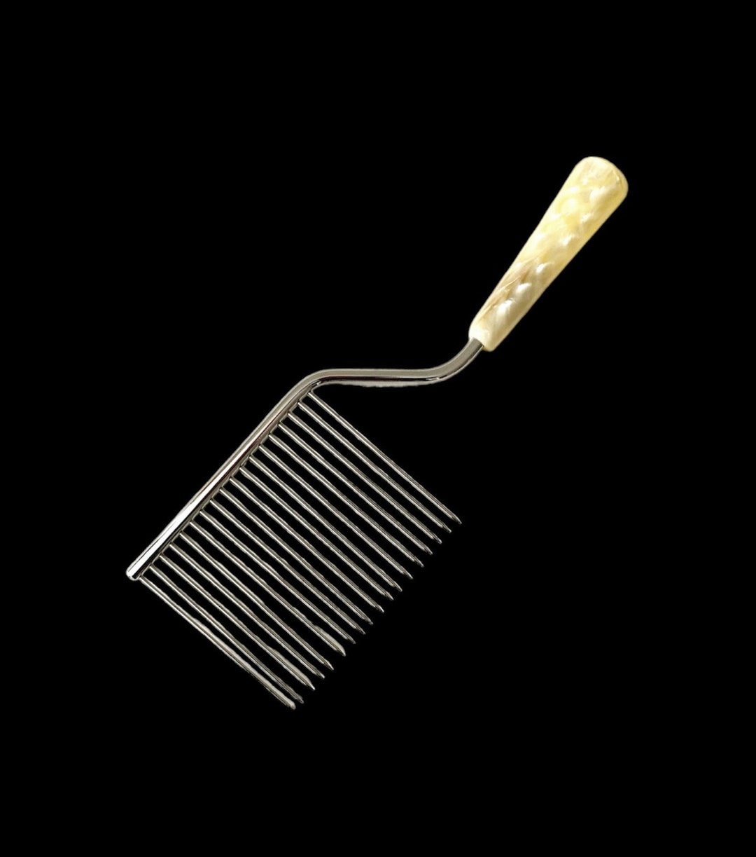 Vintage Cake Breaker Comb With Faux Mother of Pearl Bakelite Handle