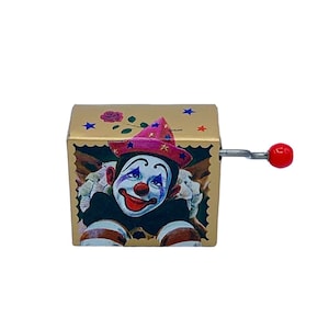 Vintage Hand Crank Mini Music Box, Musical Toy, Circus Clown, B-853, Made in Japan, Collectible