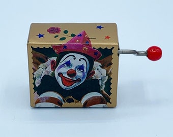 Vintage Circus Clown Music Box: Hand Crank Musical Toy, Made in