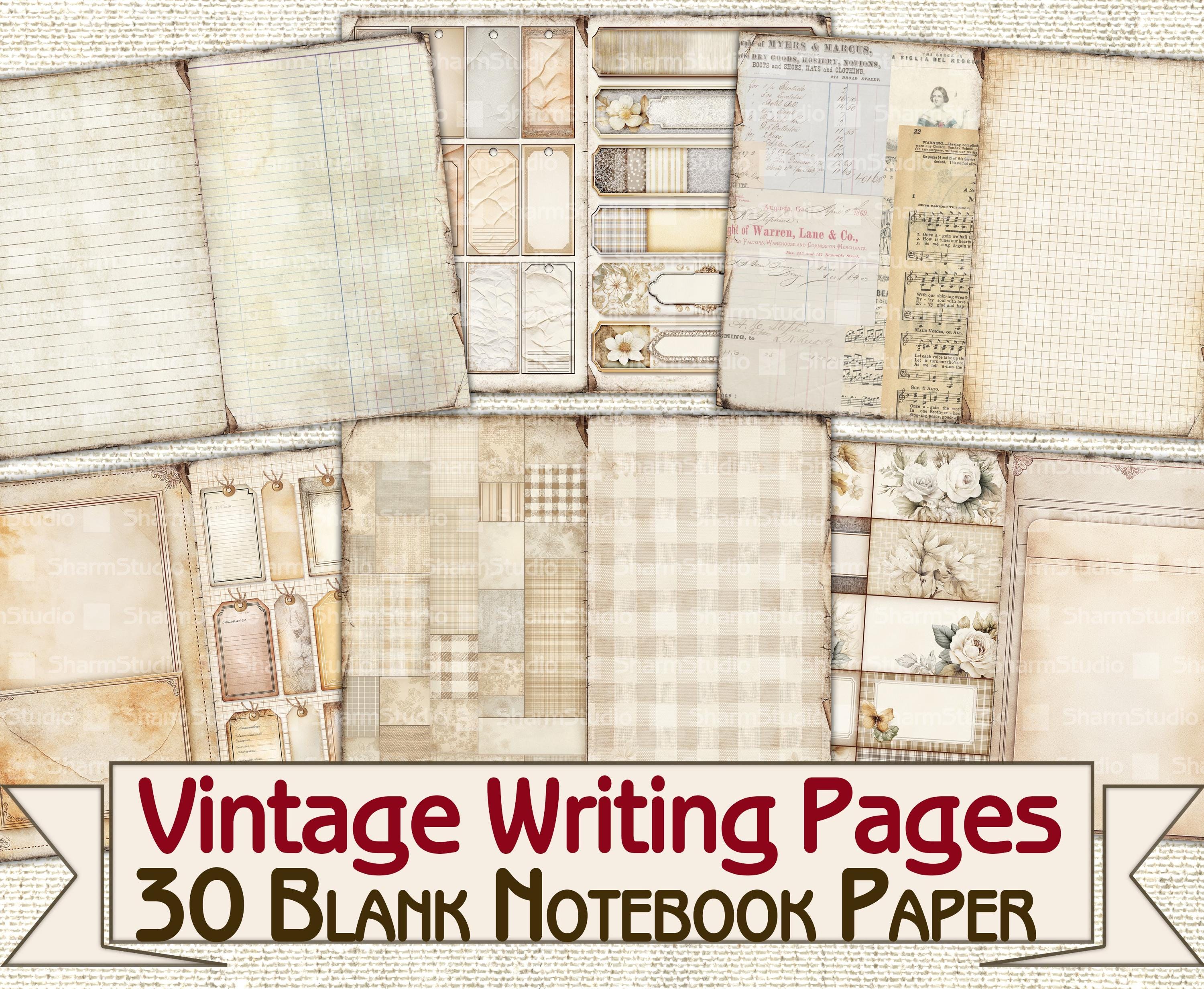 Vintage Blank Notebook Paper Junk Journal Pages,ledger Journal Papers ...